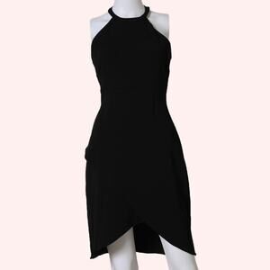 AMANDA UPRICHARD Marshall Black Halter Asymmetrical Mini Dress
